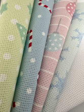Load image into Gallery viewer, Pastel Christmas Cheer Aida Fabric || Printed Fabric || Cross Stitch Canvas || 11/14/16/18/20 Count