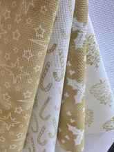 Load image into Gallery viewer, The Golden Christmas Collection Aida Fabric || Printed Fabric || Cross Stitch Canvas || 11/14/16/18/20 Count