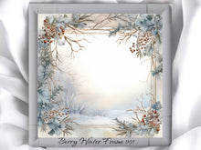 Load image into Gallery viewer, Berry Winter Frame 001 Aida Fabric || Printed Fabric || Cross Stitch Canvas || 11/14/16/18/20 Count