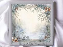 Load image into Gallery viewer, Berry Winter Frame 002 Aida Fabric || Printed Fabric || Cross Stitch Canvas || 11/14/16/18/20 Count