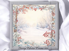 Load image into Gallery viewer, Berry Winter Frame 004 Aida Fabric || Printed Fabric || Cross Stitch Canvas || 11/14/16/18/20 Count