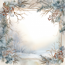 Load image into Gallery viewer, Berry Winter Frame 001 Aida Fabric || Printed Fabric || Cross Stitch Canvas || 11/14/16/18/20 Count
