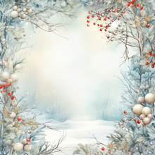 Load image into Gallery viewer, Berry Winter Frame 003 Aida Fabric || Printed Fabric || Cross Stitch Canvas || 11/14/16/18/20 Count