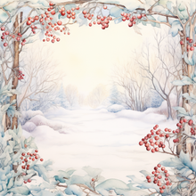 Load image into Gallery viewer, Berry Winter Frame 004 Aida Fabric || Printed Fabric || Cross Stitch Canvas || 11/14/16/18/20 Count