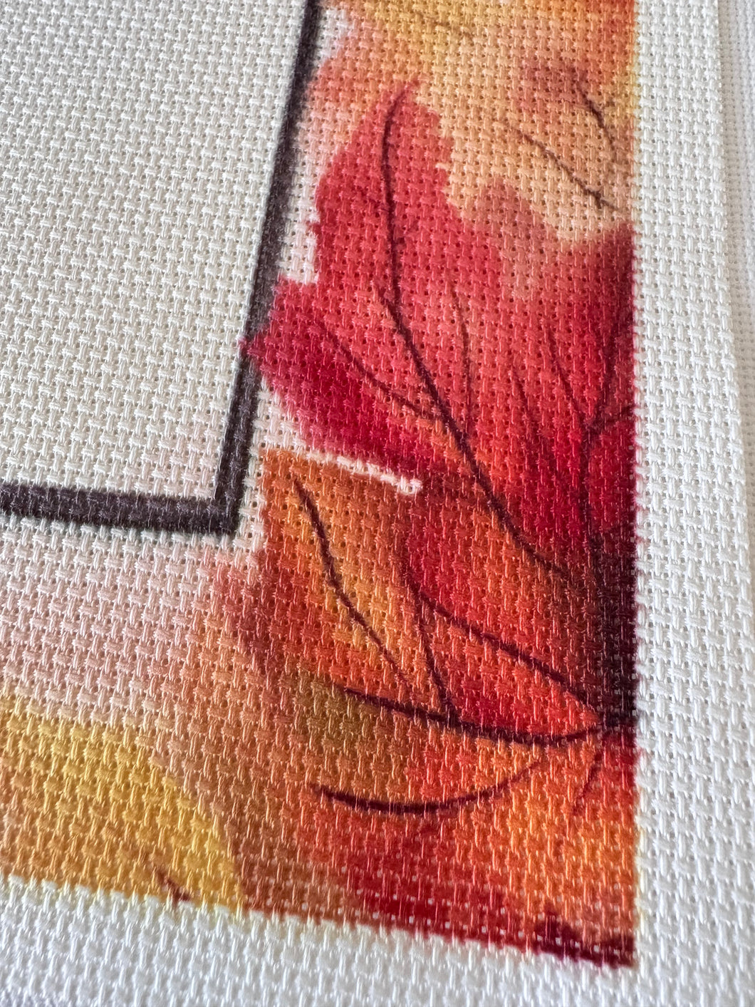 Autumn Leaves Frame Aida Fabric || Printed Fabric || Cross Stitch Canvas || 11/14/16/18/20 Count