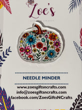 Load image into Gallery viewer, Needle Minder || Autumn Flower Pumpkin || Cross Stitch Tool || ACRYLIC

