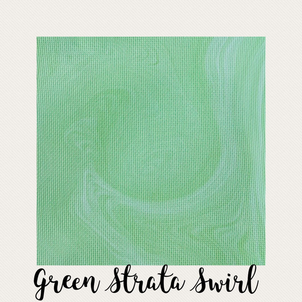 Green Strata Swirl Aida Cloth Hand Dyed Effect || Cross Stitch Canvas 11 /14 / 16 / 18 / 20 Count