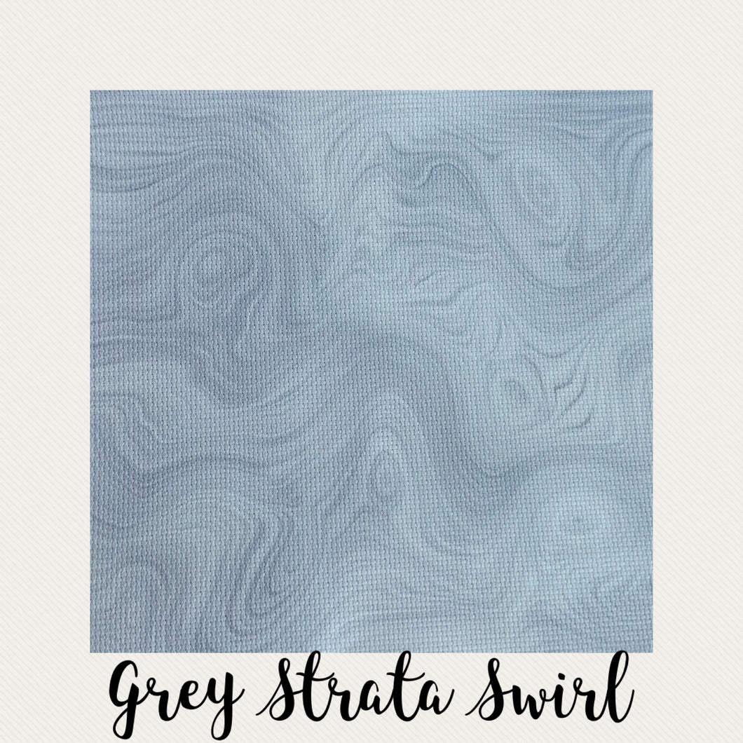 Grey Strata Swirl Aida Cloth Hand Dyed Effect || Cross Stitch Canvas 11/ 14 / 16 / 18 / 20 Count