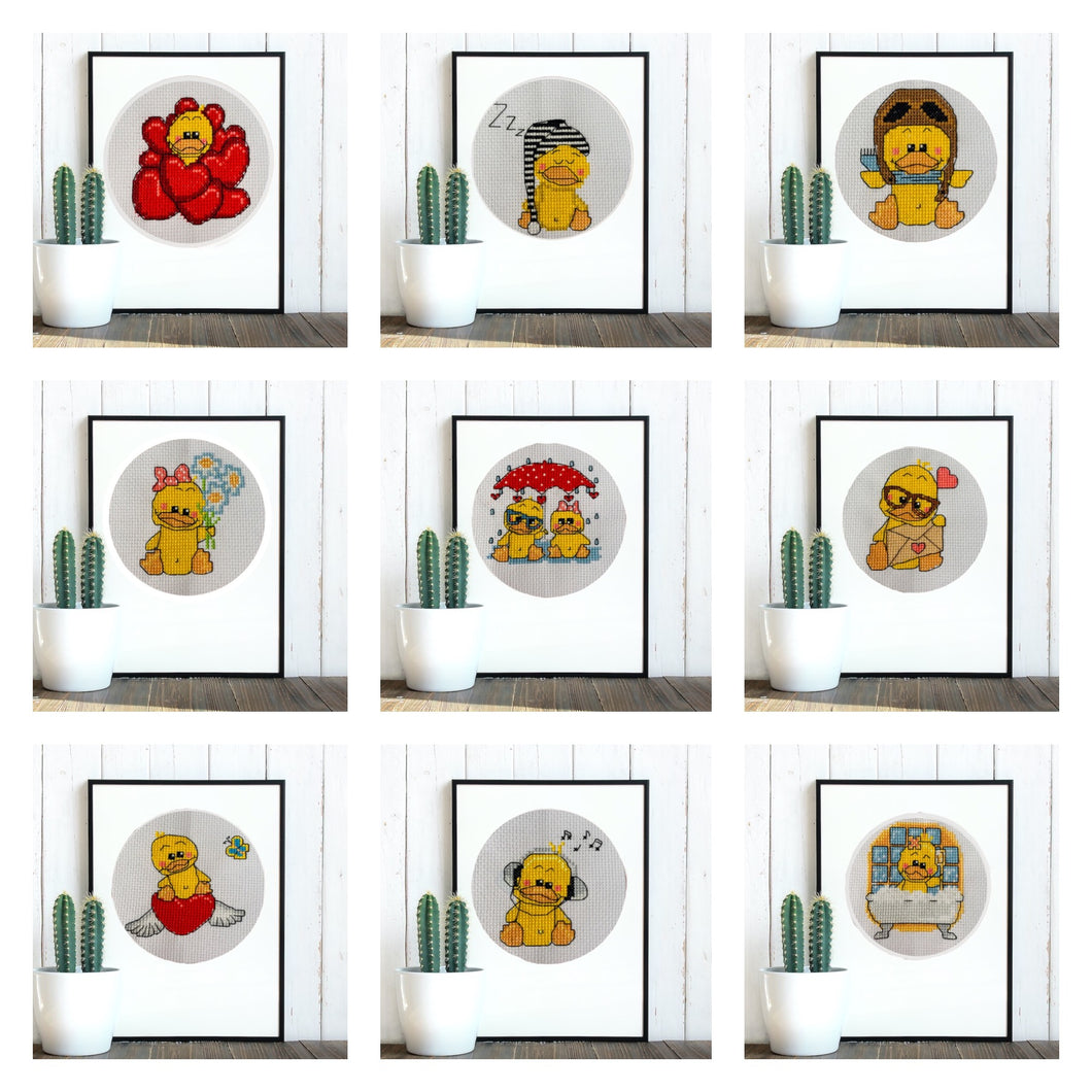 CUTE DUCKLINGS FULL COLLECTION 1-9 || PDF DOWNLOADABLE FILES || CROSS STITCH PATTERNS