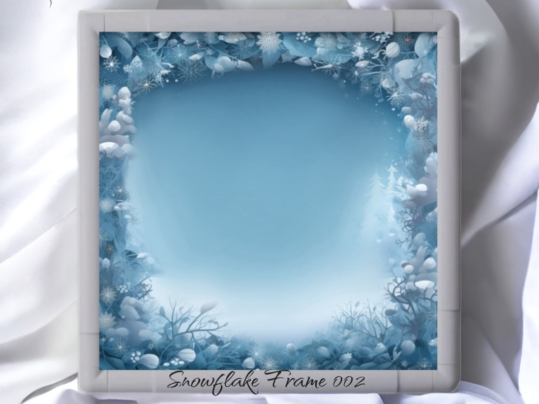 Snowflake Frame 002 Aida Fabric || Printed Fabric || Cross Stitch Canvas || 11/14/16/18/20 Count