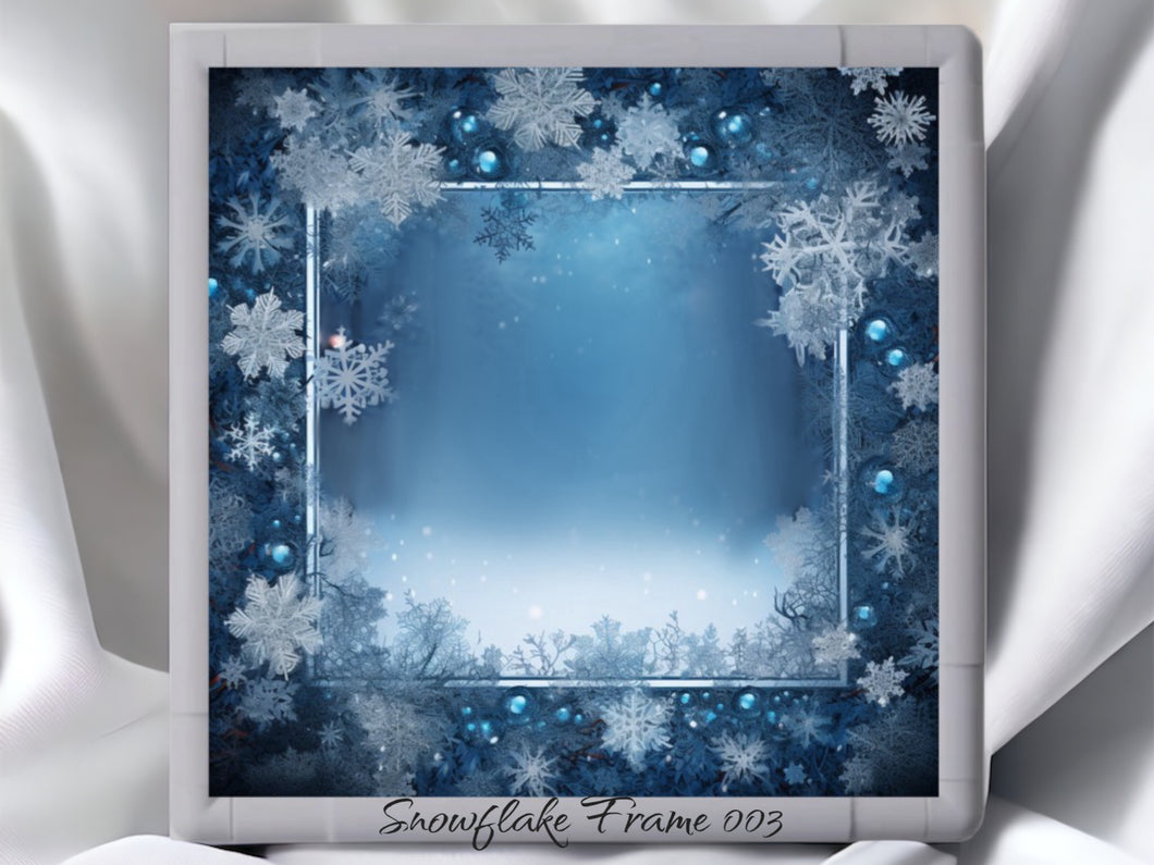 Snowflake Frame 003 Aida Fabric || Printed Fabric || Cross Stitch Canvas || 11/14/16/18/20 Count