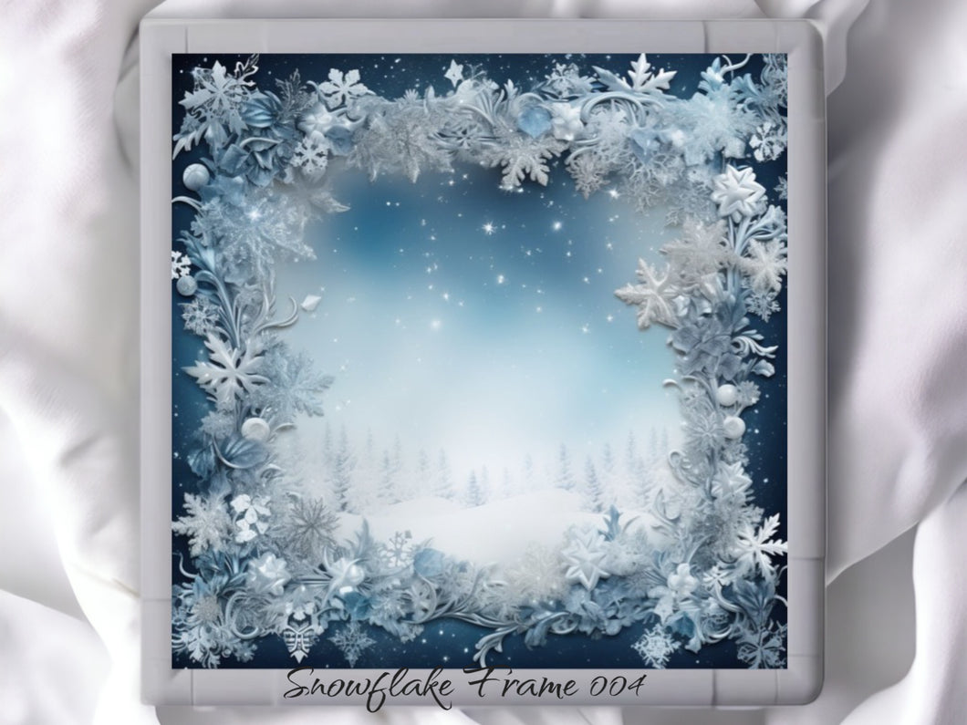 Snowflake Frame 004 Aida Fabric || Printed Fabric || Cross Stitch Canvas || 11/14/16/18/20 Count