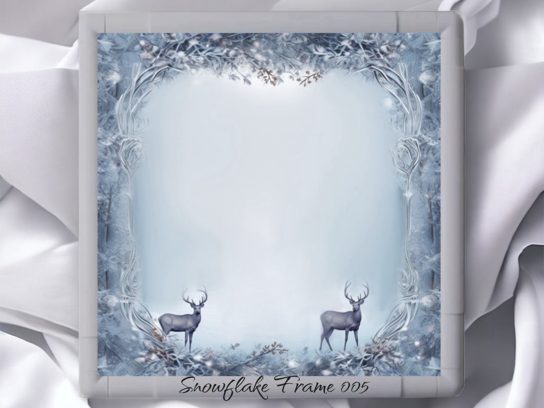 Snowflake Frame 005 Aida Fabric || Printed Fabric || Cross Stitch Canvas || 11/14/16/18/20 Count