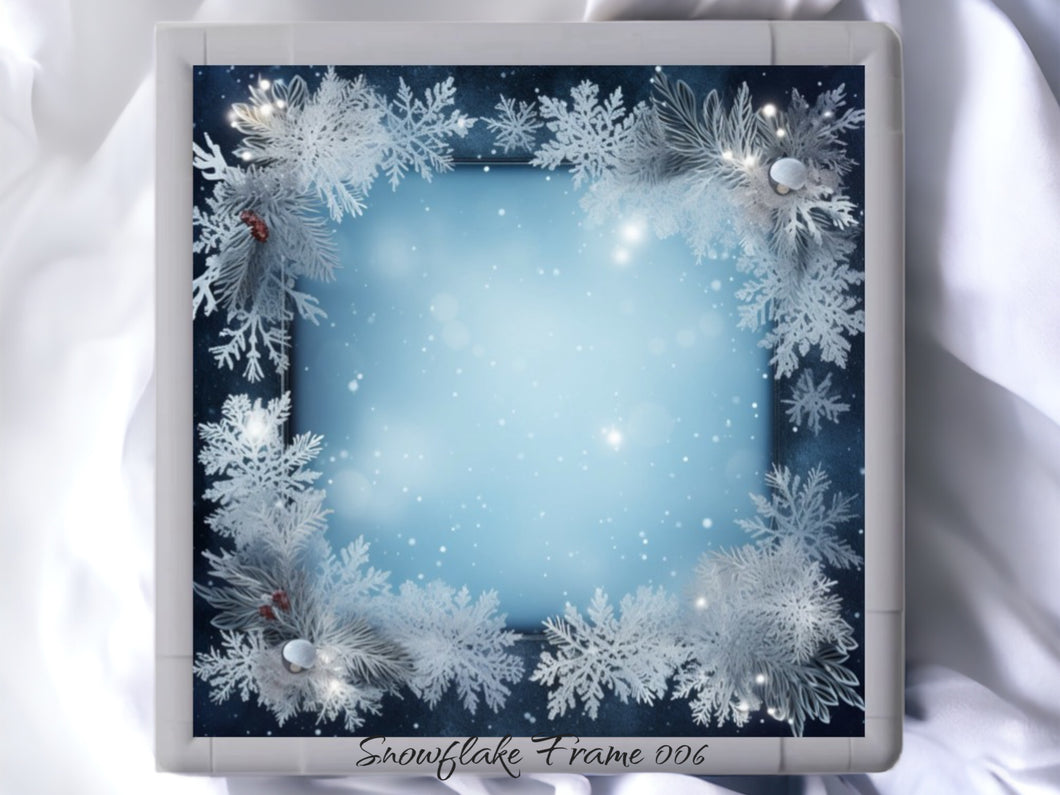 Snowflake Frame 006 Aida Fabric || Printed Fabric || Cross Stitch Canvas || 11/14/16/18/20 Count