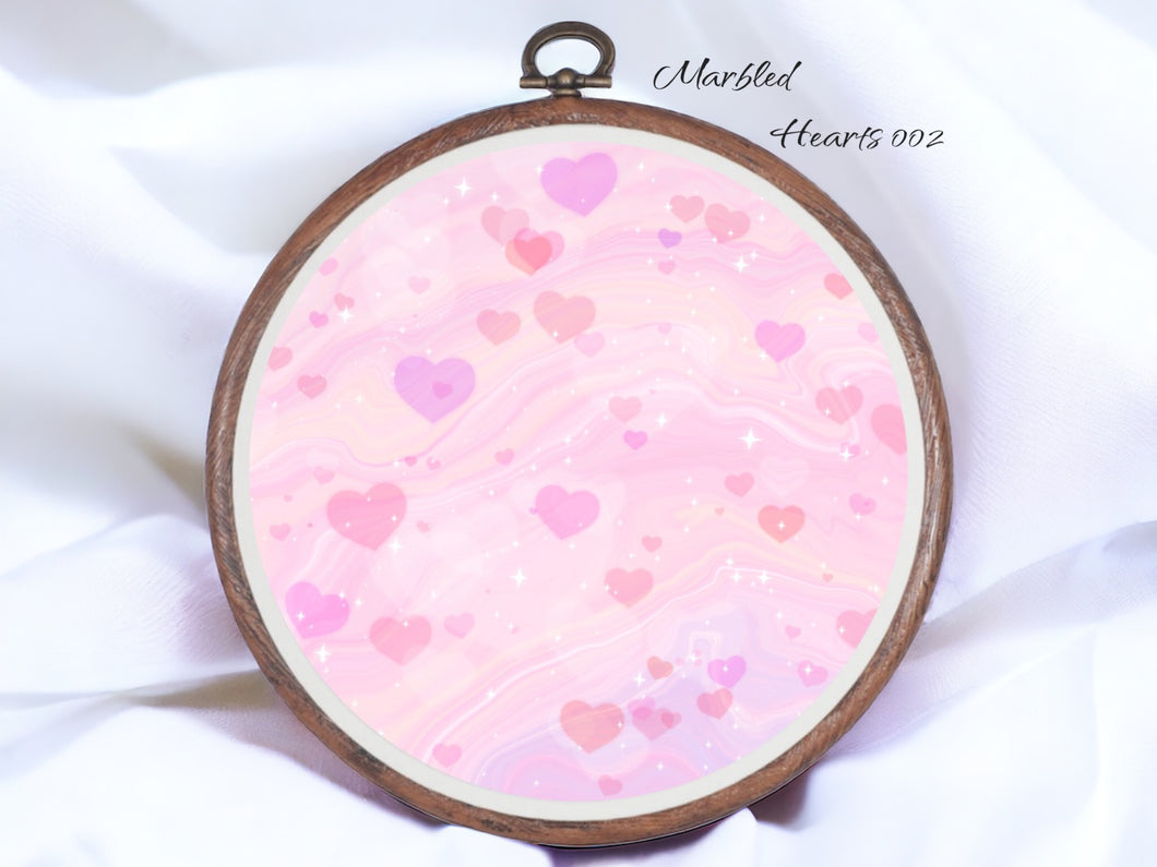 Marbled Hearts 002 Aida Fabric || Printed Fabric || Cross Stitch Canvas || 11/14/16/18/20 Count