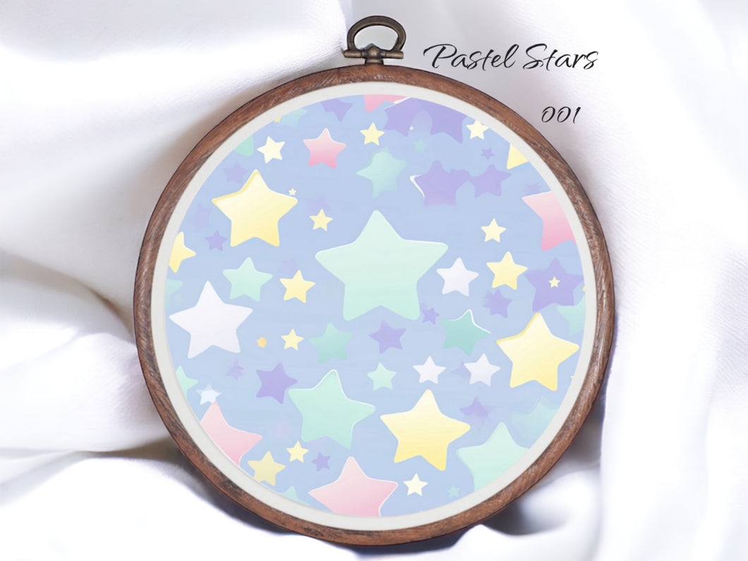 Pastel Stars 001 Aida Fabric || Printed Fabric || Cross Stitch Canvas || 11/14/16/18/20 Count